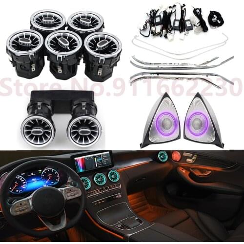 3/12/64 Colors Car LED Nozzle Atmosphere Lamp Strips For Mercedes-Benz C/GLC class W205 X253 MB Air Vent Neon Ambient Light