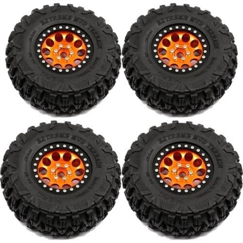 4Pcs 2.2Inch Beadlock Wheel Rim Tires Set for 1/10 RC Crawler Car Axial SCX10 RR10 Wraith 90048 Traxxas TRX4