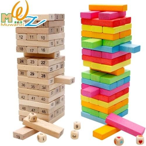 54 pieces / package stack high draw wooden layer stacking blocks baby children early childhood educational toys M54