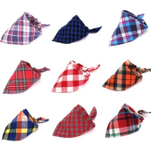 Dog Bandanas Large Pet Scarf Pet Bandana For Dog Cotton Plaid WashableBow ties Collar Cat Dog Scarf Large Dog Accessories