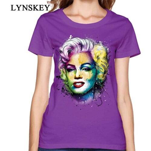 Free Shipping 2017 Popular Novelty Women T Shirt Art Design Marilyn Monroe Print Casual Funky Cotton T Shirt For Ladies