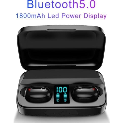 W2S Wireless Earphone 1800mAh Bluetooth 5.0 TWS Headsets LED Display with Power Bank Headphones Hifi Stereo Sport Earbuds