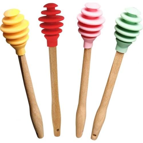 Safe Non-toxic Honey Dipper Long Handle Durable Silicone Sugar Coffee Honey Medicine Powder Mixing Stick for Kitchen