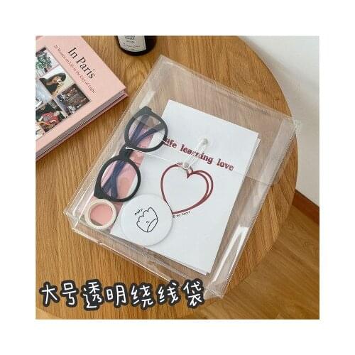 South Korea ins homemade net red same paragraph large transparent winding bag PVC storage bag file bag cosmetic finishing bag