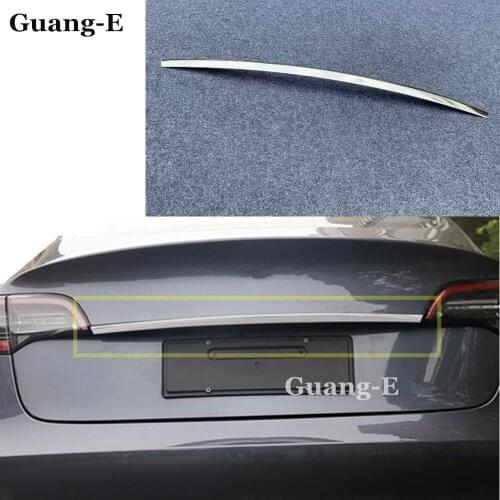 Car styling cover stainless steel back rear door bottom tailgate frame plate trim lamp For Tesla model 3 Model3 2018 2019 2020