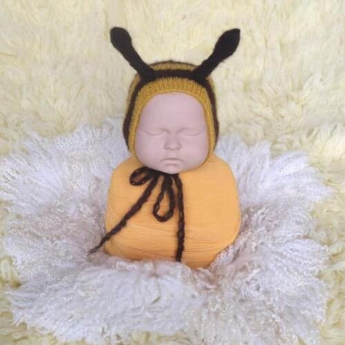 Baby Animal Hat Photo Prop Knitted Vintage Baby Boy Girl Photo Hat Cute Bee Bonnet Newborn Bonnet Animal Pattern Photo Props