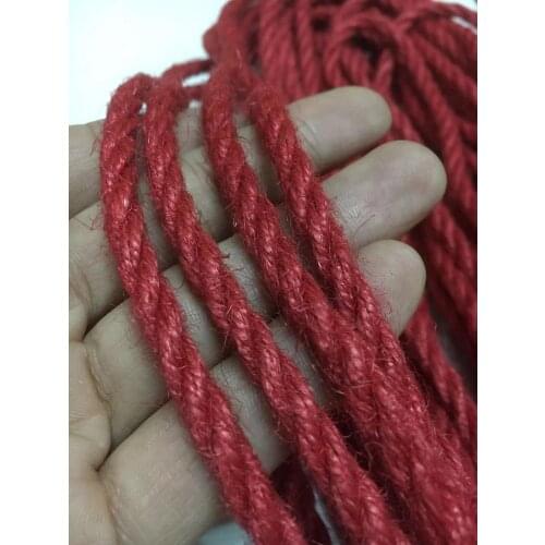 30 meters a lot free shipping 6mm jute rope with blue red black raw colors for DIY pet Scratching and decorate vases