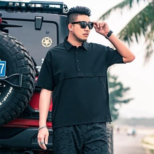 2021 Summer Oversized Mens Lapel Short-sleeved Tees Shirts Mens Korean Large Size XXL-4XL 5XL 6XL 7XL Button Stitching T-shirt