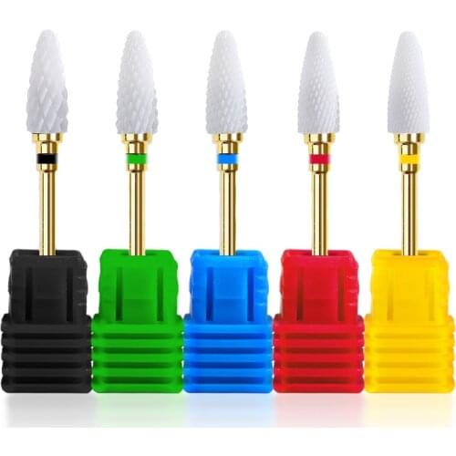 3/32'' 1PCS Nail Cone Tip Ceramic Drill Bits Electric Cuticle Clean Rotary For Manicure Pedicure Grinding Head Sander Tool 5type
