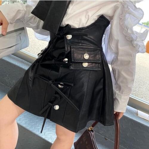 2021 Korean style girls leather skirt bow auutmn fashion girls skirt 6-12t B410