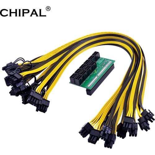 CHIPAL Breakout Board 64Pin Power Module ATX ATA with 10pcs 6Pin Power Cable for HP 1200W 750W PSU GPU Mining Ethereum
