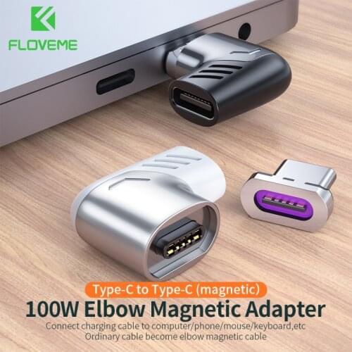 FLOVEME 5A Elbow PD100w Magnetic Adapter Type-C to Type-C Fast Charge For MacBook Notebook Adapter For Samsung Huawei 2021 New