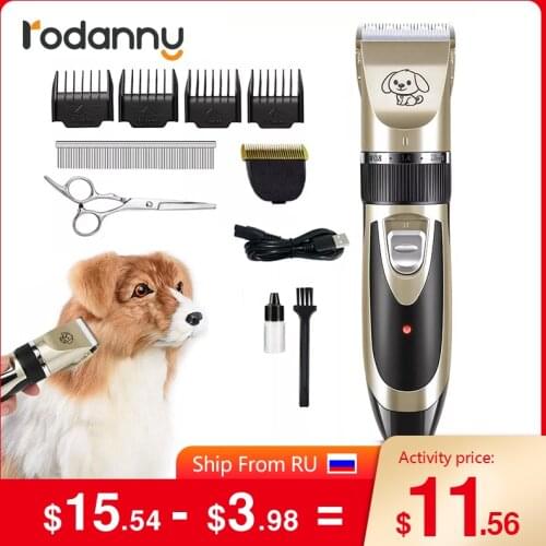 Rodanny Professional Pet Clippers USB Rechargeable Electric Dog Trimmer Kit Animals Hair Cutting Machine