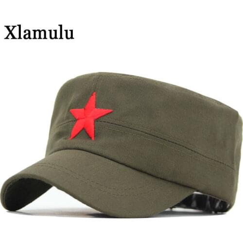 Men Military Hat Five Star Embroidery Adjustable Flat Baseball Caps Top Caps Summer Male Cotton Army Cap Camouflage Patrol Cap