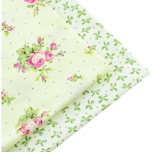 2 pieces rose bow 40cmx50cm Cotton Fabric patchwork fabrics quilting bedding home textile sewing material tecido tissue tida
