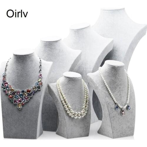 Oirlv Ice Flannel Portrait Neck Necklace Display Stand Vertical Model Jewelry Necklace Display Props
