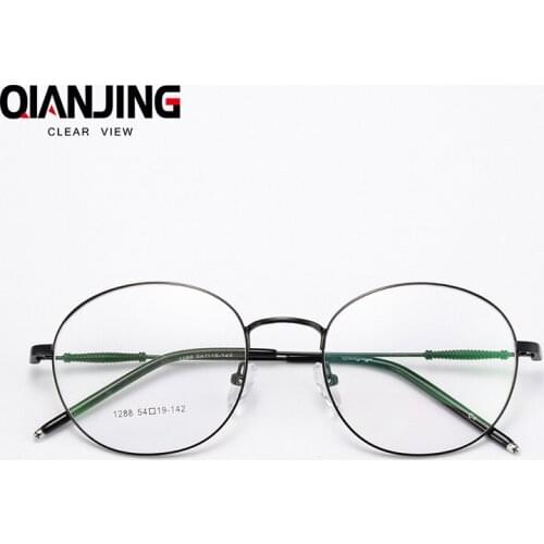 QIANJING Fashion Alloy Retro Round Circle Metal Frame Eyeglasses Clear Lens Eye Glasses Unisex myopia glasses Prescription Women