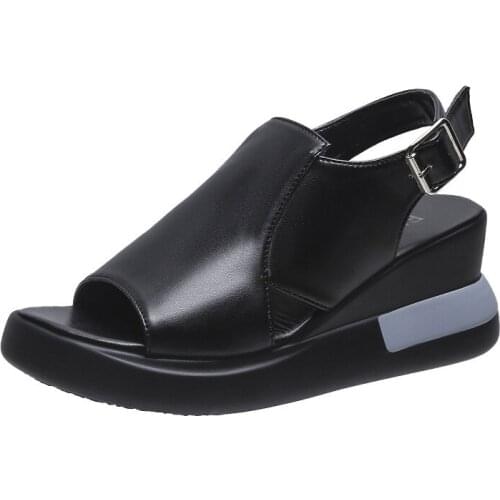 2021 New Women Sandals Wedges Heel Ladies Slides Peep Toe Summer Outdoor Beach Sandal Fashion Female Zebra Pattern Sandals 34-40