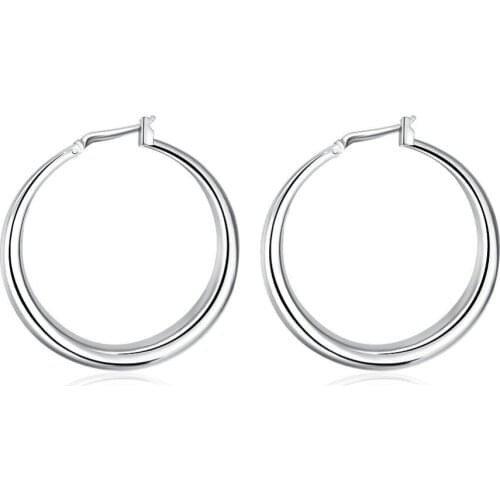 Free Shipping Hot 925 Sterling Silver Earrings Fine Womens Earrings Beautiful Elegant Silver Earrings Simple Silver Jewelry