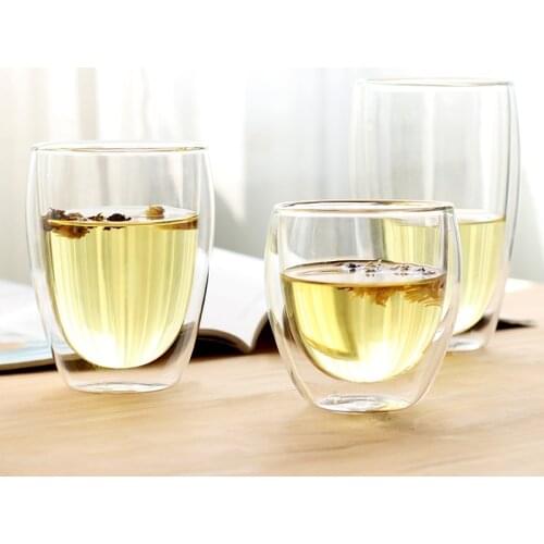 1pcs Double Wall Glass Cup Beer Coffee Heart Cups Heat Resistant Healthy Drink Mug Tea Mugs Transparent Drinkware Dropshipping