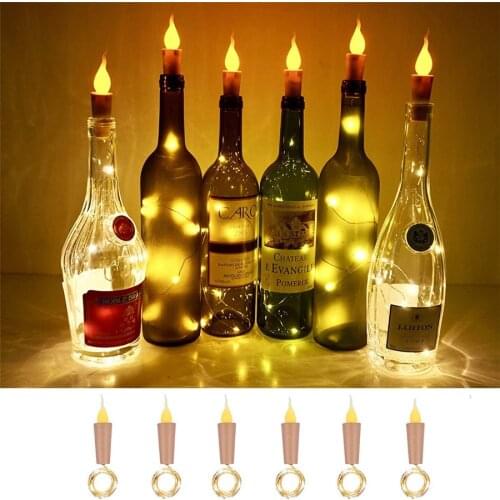 Thrisdar 10PCS 2M 20LEDS Candle Wine Bottle String Light Wine Bottle Flame Cork Lamp DIY Party Wedding Valentines Day Garland