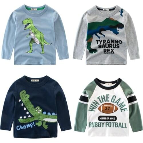 Girls Boys Dinosaur Girls Tops summer Children T-shirts Cotton Long Sleeve T shirt Tees Kids Clothes For 2 4 6 7 8 9 10 Years
