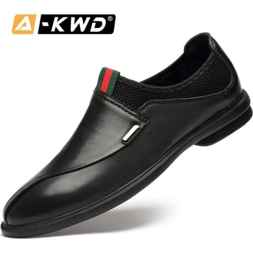 Fashion Men Office Shoes Genuine Leather Shoes Men Loafers Scarpe Uomo Eleganti Low Top Mens Shoes Casual Luxury Slip-ons 36-45