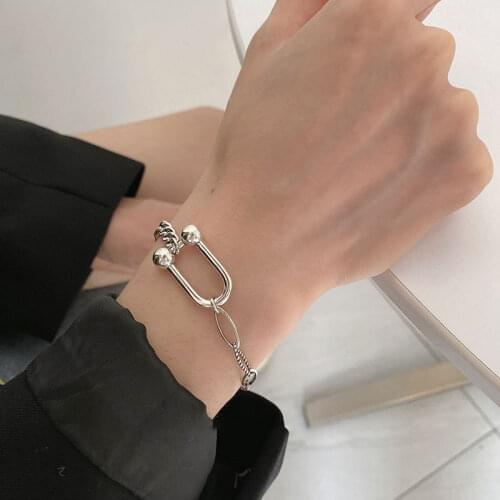 Vintage Horseshoe U-shaped Bracelet for Women Korean Style 925 Sterling Silver Bracelet Jewelry Gifts S-B455