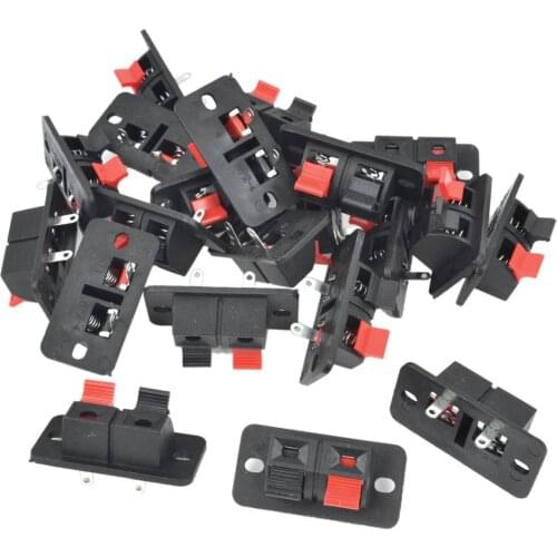High Quality 20Pcs 2 Way Stereo Speaker Plate Terminal Strip Push Connector Block