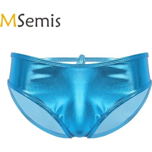 Women Shiny Metallic Leotard Briefs Low Waist Back Hole Sexy Panties G-string Sissy Underwear Dancewear for Rave Stage Show