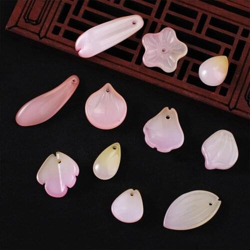 10-20pcs Yellow Pink Glass Flower Petals Leaf Spacer Pendant Beads For DIY Earrings Bracelet Charm Accessories Jewelry Making