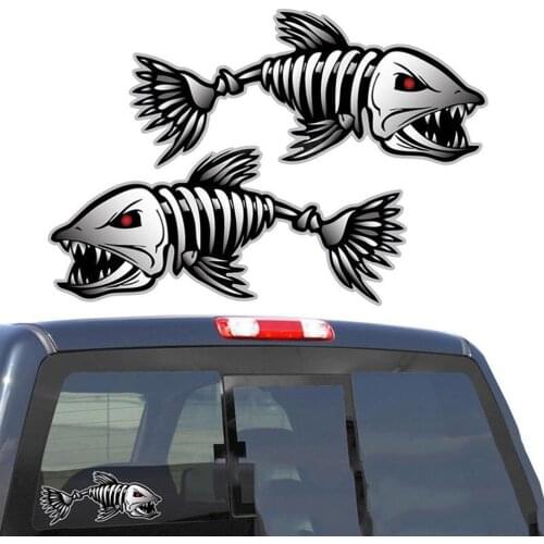 2PCS Skeleton Fish Bones R&L Vinyl Decals Stickers Kayak Fishing Boat Car (C022) Vehicle Accessories Parts