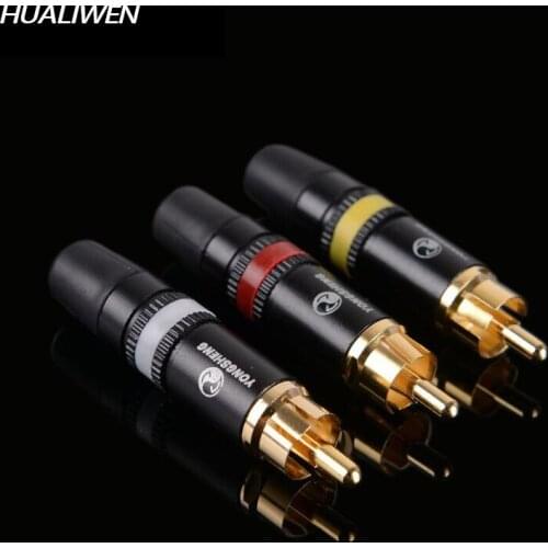 Gold-plated RCA head lotus head AV audio and video red white yellow lotus plug speaker audio cable welding plug