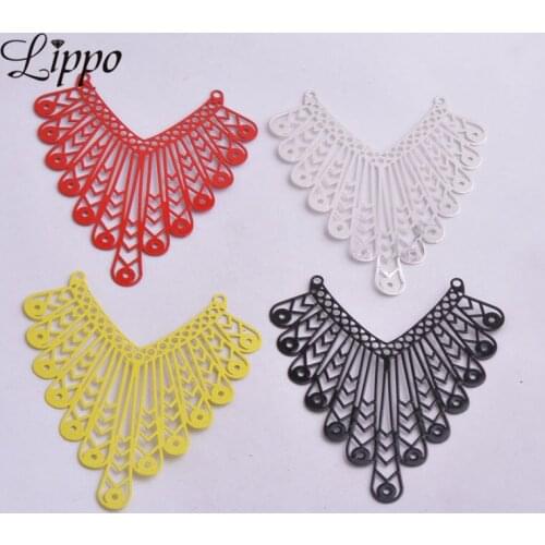 20pcs AB3157 60*55mm Brass Silver plated Filigree Tassels Necklace Connector Painted Pendant Connectors DIY Necklaces Findings