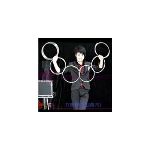 6 Linking Rings with Magnet Steel Pipe (Dia:30cm) - Magic Tricks,close up,stage magie props,Accessories,Classic Toys
