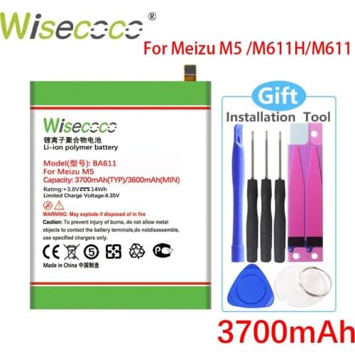 WISECOCO 3700mAh BA611 Battery For Meizu M5 5 Smartphone In Stock High Quality Battery+Tracking Number
