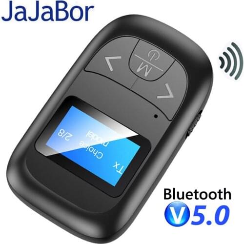 JaJaBor Bluetooth Car Kit Aux Bluetooth 5.0 Adapter LED Screen Wireless Audio Transmitter Receiver Music for PC TV Car