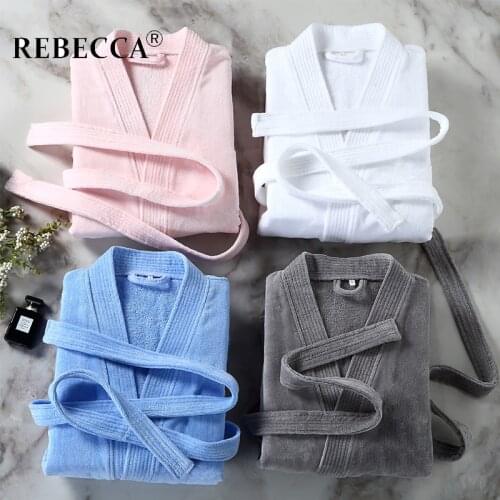 100%Cotton Towel Bathrobe Men Women Five-star Hotel Home Wear Dressing Gown Male V-neck Kimono Robes 2021 New High Quality