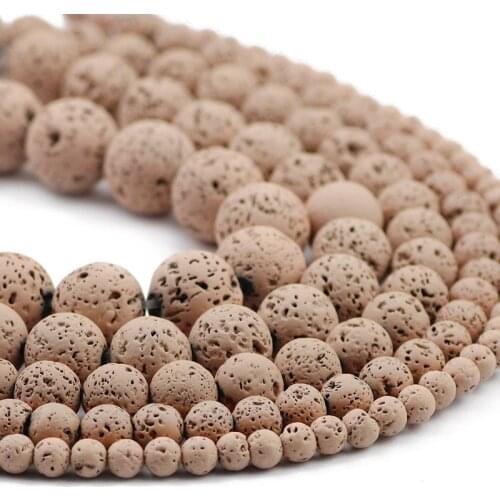 Natural Stone Champagne Rubber Paint Lava Spacer 4/6/8/10/12MM Round Loose Beads For Jewelry Making DIY Bracelet Accessories