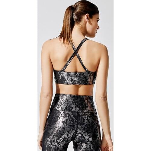 Elastic Snake Print Glitter Womens Suit 2PCS Sports Bra And Leggings Athletic Outfit Fitness Gym Workout Clothes For Women