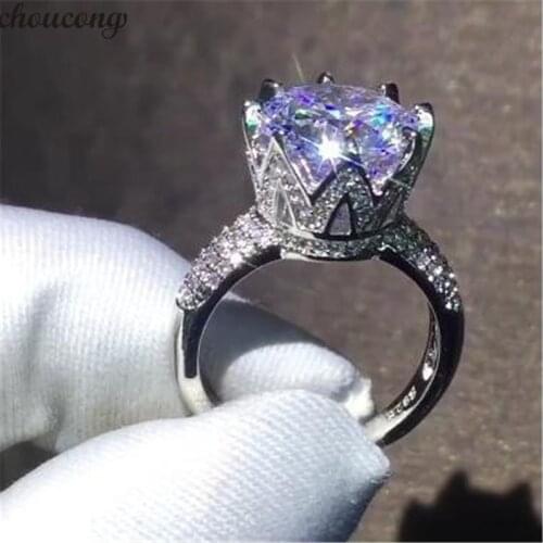 Choucong solitaire Crown Ring 925 sterling Silver 5ct AAAAA Zircon Engagement Wedding Band Rings For Women Men Jewelry Size 5-13