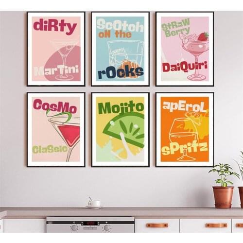 Liquor Mojito Cocktail Ice Tea Retro Abstract Wall Art Canvas Painting Posters And Prints Wall Pictures For Living Room Decor