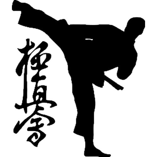 Small Town Autocollant De Voiture karaté CS-1521 #15*17.7cm, Autocollant De Voiture En vinyle, argenté/noir, Avec Un Hieroglyphe