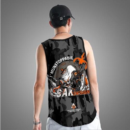 Bodybuilding and Fitness Black Shark Print Clothing Sleeveless Shirts Tank Top Men Stringer Singlets Workout Gym Beach Vest
