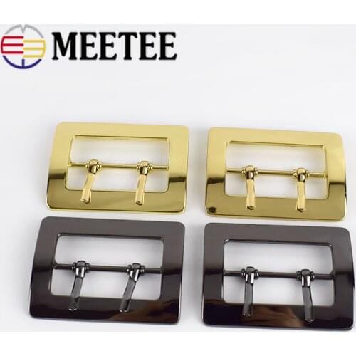 Meetee 2/4/10pcs 50mm Metal Double Pin Buckle Coat Decor Belt Buckles DIY Bag Strap Adjustment Hook Luggage Hardware Accessories