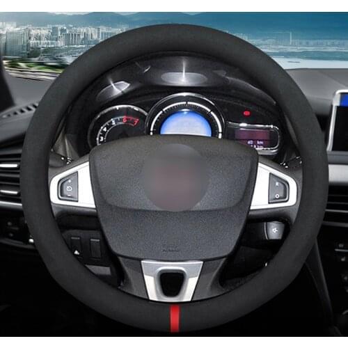 MIDOON Carbon Fiber Cow Leather Car Steering Wheel Cover For Renault Duster Megane 2 3 koleos Logan sandero Scenic 2