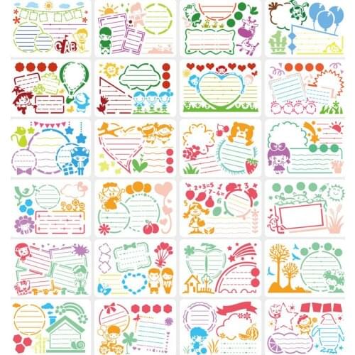 A Lot=8Desgins Dialog Scrapbook Stencils Spray Plastic Mold Shield DIY Cake Hollow Embellishment Print Lace Ruler Valentine