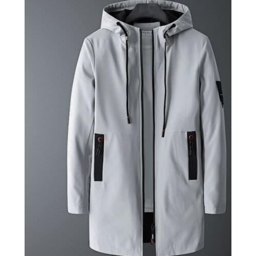 Mens Windbreaker Jacket Spring Autumn Hoodies Trench Male Mid-Long Casual Jackets Men Coat Plus Size M-5XL Men Clothes MY495