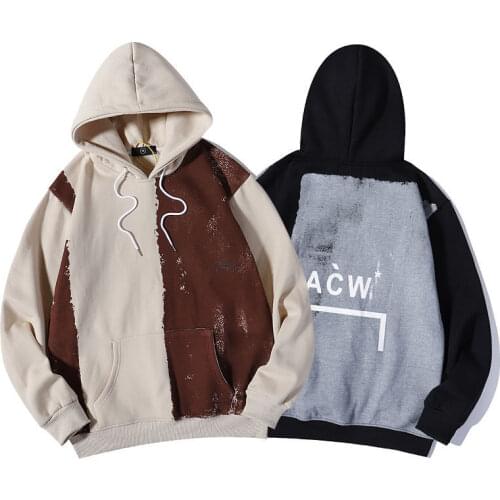 High quality autumn and winter retro printing casual mens and womens hooded pullover loose stitching couple hoodie