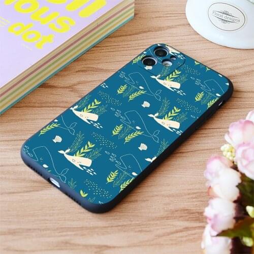 For iPhone Very Hungry Whale Print Soft Matt Apple iPhone Case 6 7 8 11 12 Plus Pro X XR XS MAX SE